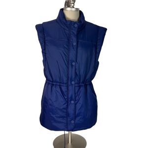 Maeve Anthropologie Women's Blue Snap-Sleeve Puffer Vest Size M
